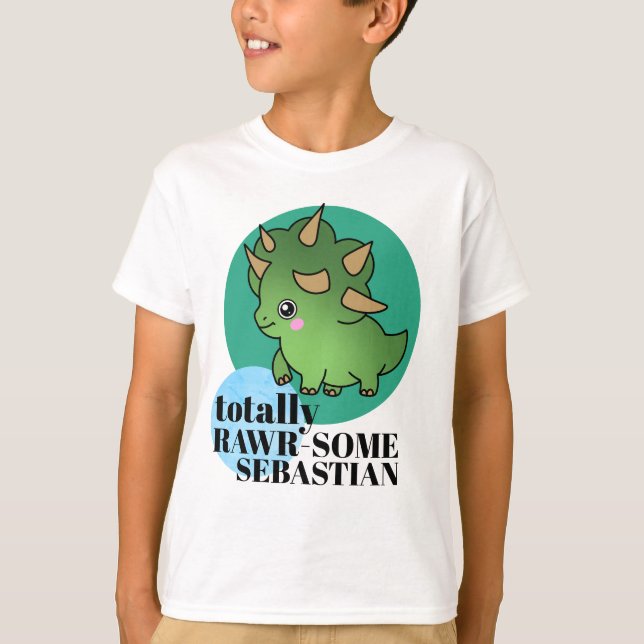 Total Fantastisk Cute Grönt Dinosaur med cirklar T Shirt (Framsida)