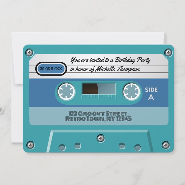 Total Fantastisk Groovy Retro-Födelsedagsfest Inbjudningar (Framsida)