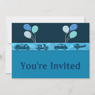 Total födelsedagspojke i blå inbjudan