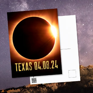 Total förmörkelse Texas 2024 Totality Solförmörkel Vykort