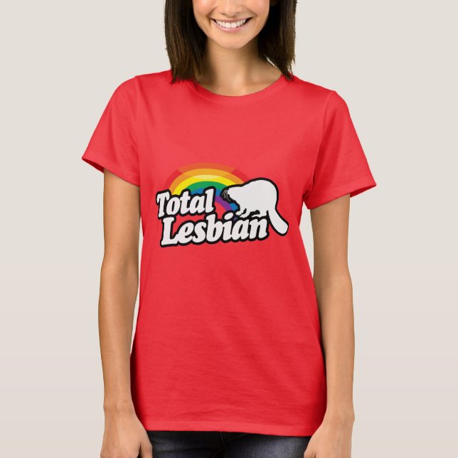 TOTAL LESBISK BÄVER - VIT - (2).png Tee Shirt (Framsida)