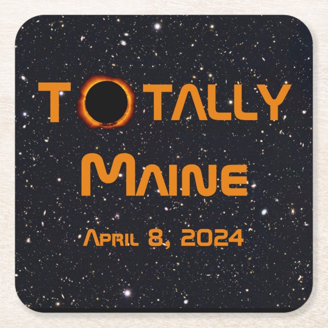 Total Maine 2024 Solar Eclipse Underlägg Papper Kvadrat (Framsidan)