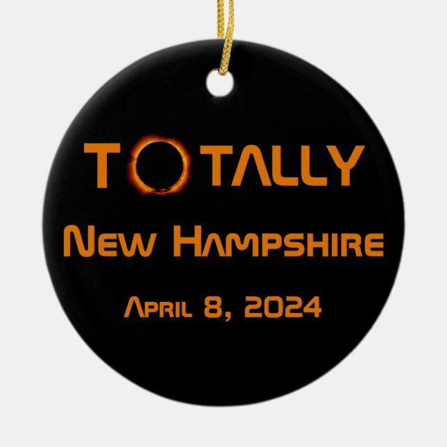 Total New Hampshire 2024 Solar Eclipse Julgransprydnad Keramik (Framsidan)