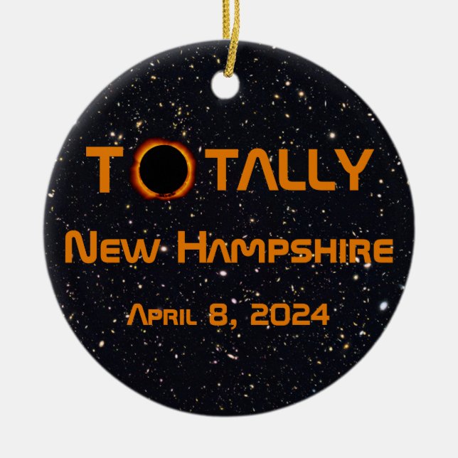 Total New Hampshire 2024 Solar Eclipse Julgransprydnad Keramik (Framsidan)