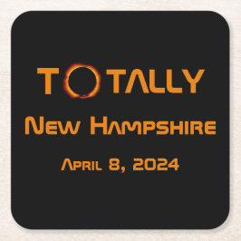 Total New Hampshire 2024 Solar Eclipse Underlägg Papper Kvadrat