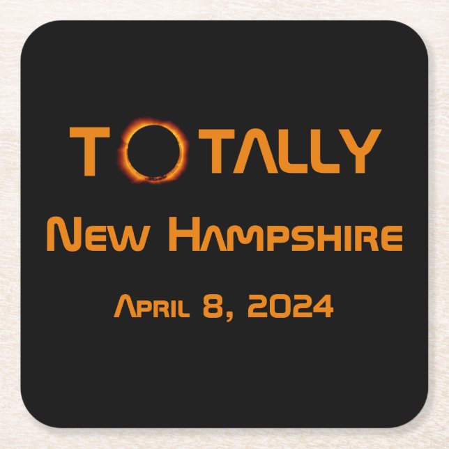 Total New Hampshire 2024 Solar Eclipse Underlägg Papper Kvadrat (Framsidan)