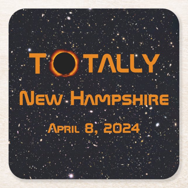 Total New Hampshire 2024 Solar Eclipse Underlägg Papper Kvadrat (Framsidan)