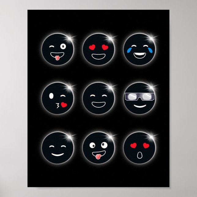 Total Solar Eclipse 04.08.2024 Fånig Ansikte Rolig Poster (Framsidan)