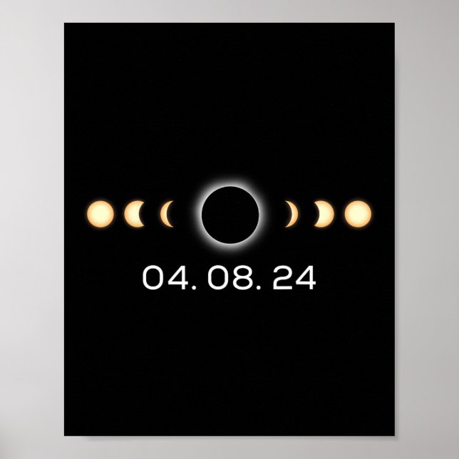 Total Solar Eclipse 04.08.2024 Totality Phases Poster (Framsidan)