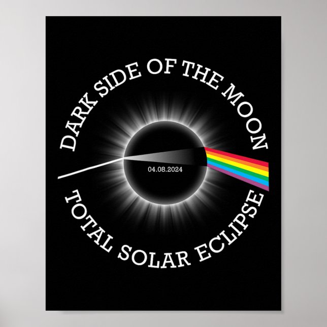 Total Solar Eclipse 04 08 24 Mörk för regnbågsdödl Poster (Framsidan)