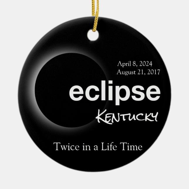 Total Solar Eclipse 2017 2024 - Kentucky Julgransprydnad Keramik (Framsidan)