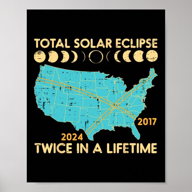 Total Solar Eclipse 2017 2024 Manar W Poster (Framsidan)
