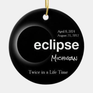 Total Solar Eclipse 2017 2024 - Michigan Julgransprydnad Keramik