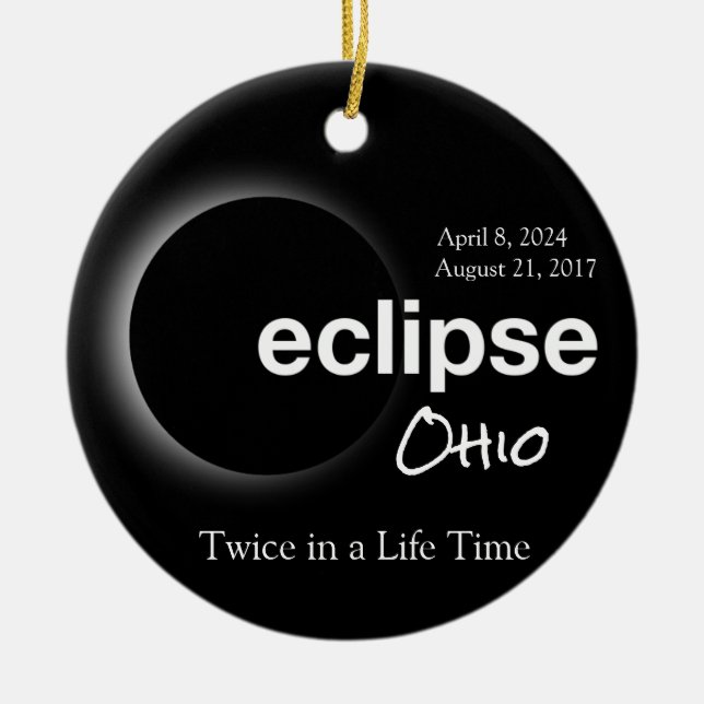 Total Solar Eclipse 2017 2024 - Ohio Julgransprydnad Keramik (Framsidan)