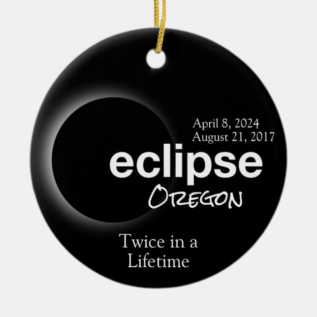 Total Solar Eclipse 2017 2024 - Oregon Julgransprydnad Keramik (Framsidan)