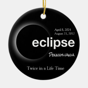 Total Solar Eclipse 2017 2024 Pennsylvania Julgransprydnad Keramik