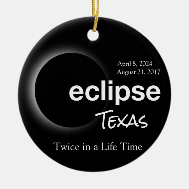 Total Solar Eclipse 2017 2024 - Texas Julgransprydnad Keramik (Framsidan)