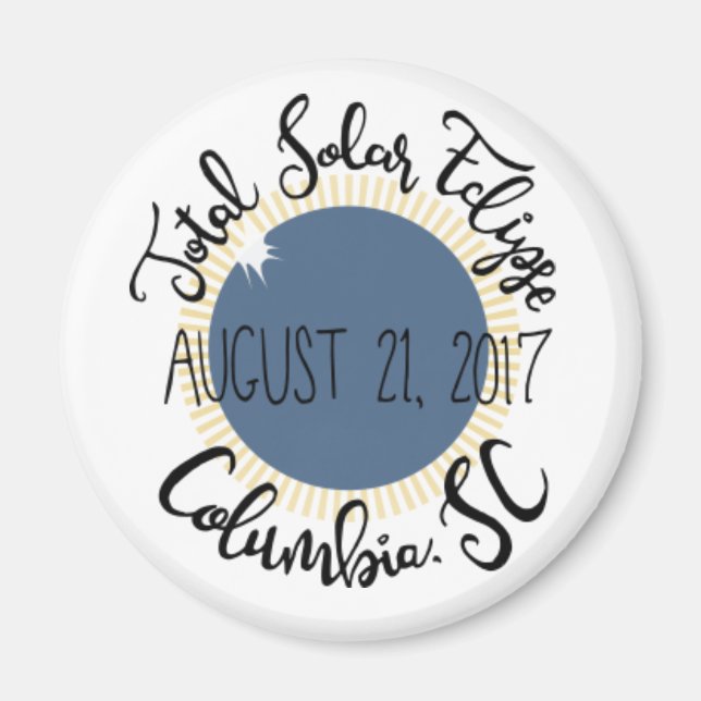 Total Solar Eclipse 2017 Columbia SC Round Magnet (Framsidan)