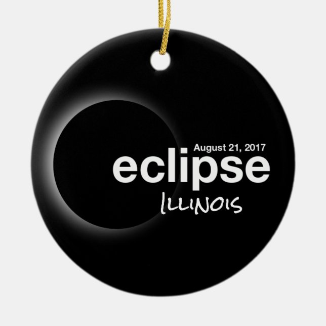 Total Solar Eclipse 2017 - Illinois Julgransprydnad Keramik (Framsidan)