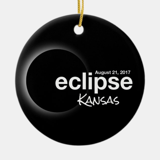 Total Solar Eclipse 2017 - Kansas Julgransprydnad Keramik (Framsidan)