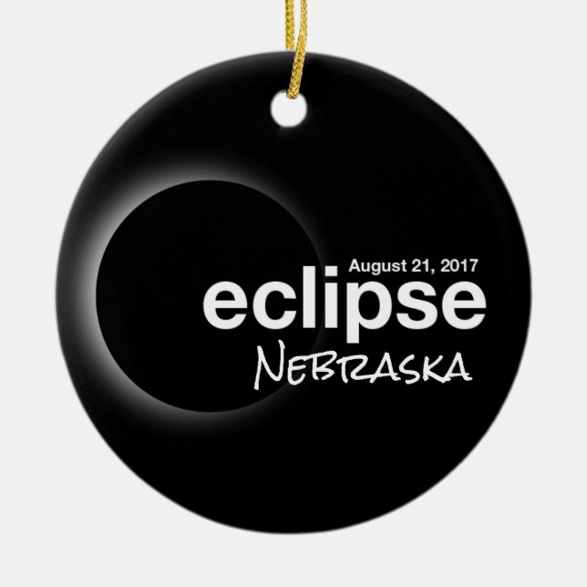 Total Solar Eclipse 2017 - Nebraska Julgransprydnad Keramik (Framsidan)