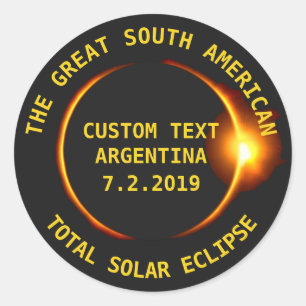 Total Solar Eclipse 2019 Argentina, Sydamerika Runt Klistermärke
