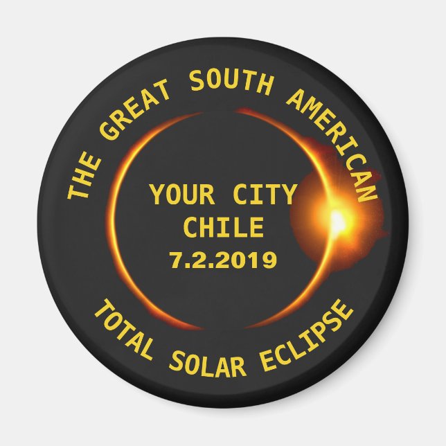 Total Solar Eclipse 2019 Chile Sydamerika Magnet (Framsidan)