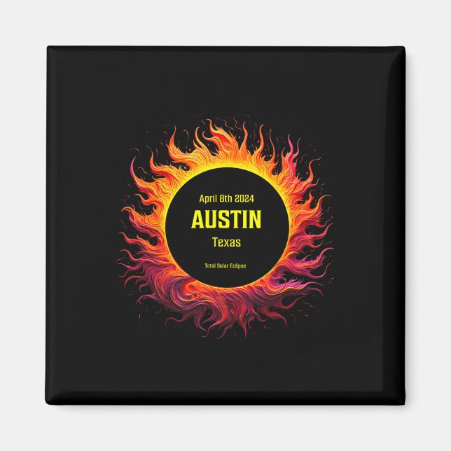 Total Solar Eclipse 2024 Austin Texas Magnet (Framsidan)