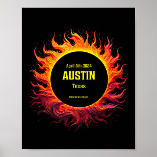 Total Solar Eclipse 2024 Austin Texas Poster