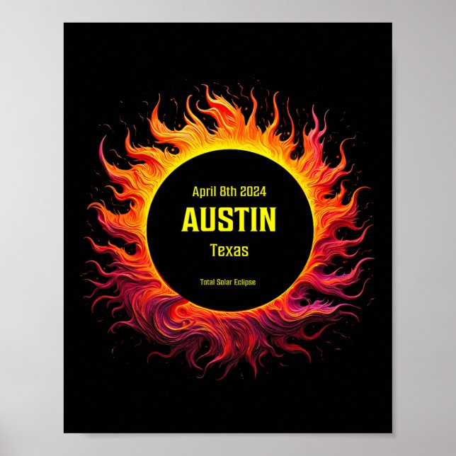 Total Solar Eclipse 2024 Austin Texas Poster (Framsidan)