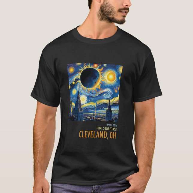 Total Solar Eclipse 2024 Cleveland OH-Långärmad T Shirt (Framsida)