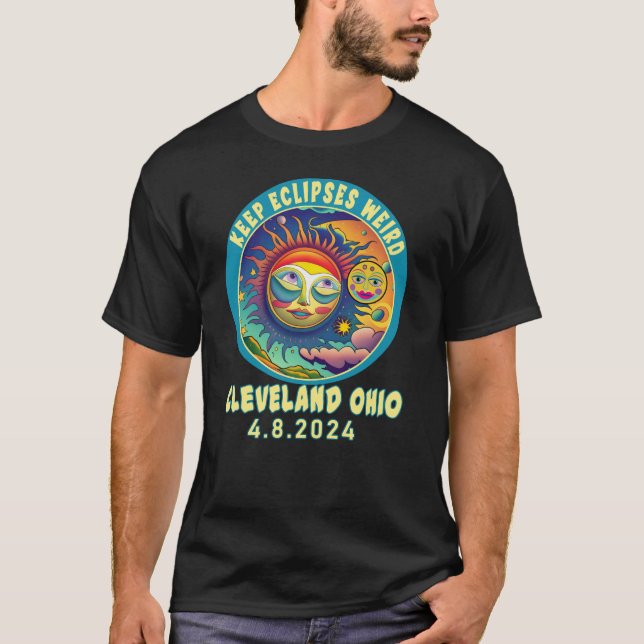 TOTAL SOLAR ECLIPSE 2024 CLEVELAND OH T SHIRT (Framsida)