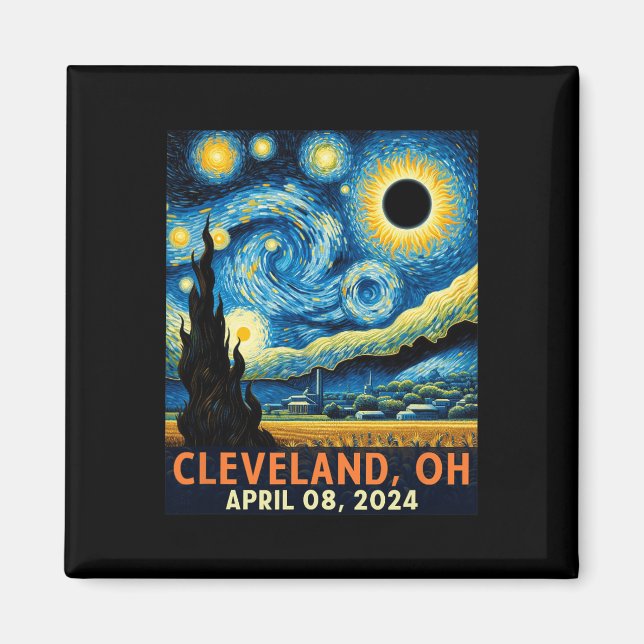 Total Solar Eclipse 2024 Cleveland Ohio Starry Nig Magnet (Framsidan)