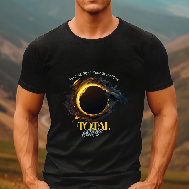 Total Solar Eclipse 2024 Din stadsstat T Shirt (Skapare uppladdad)