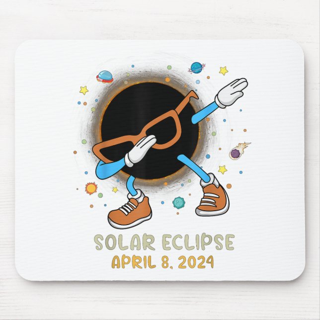 Total Solar Eclipse 2024 Funny Dabbing För barn to Musmatta (Framsidan)