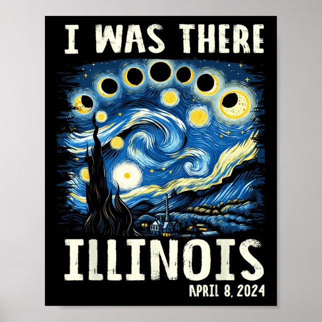 Total Solar Eclipse 2024 Illinois - Starry Night P Poster (Framsidan)