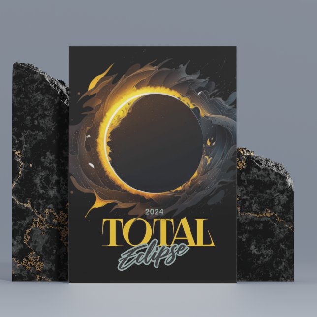 Total Solar Eclipse 2024 Keepsakys Family Black Vykort (Skapare uppladdad)