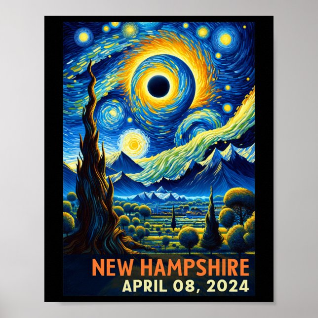 Total Solar Eclipse 2024 New Hampshire Starry Nigh Poster (Framsidan)