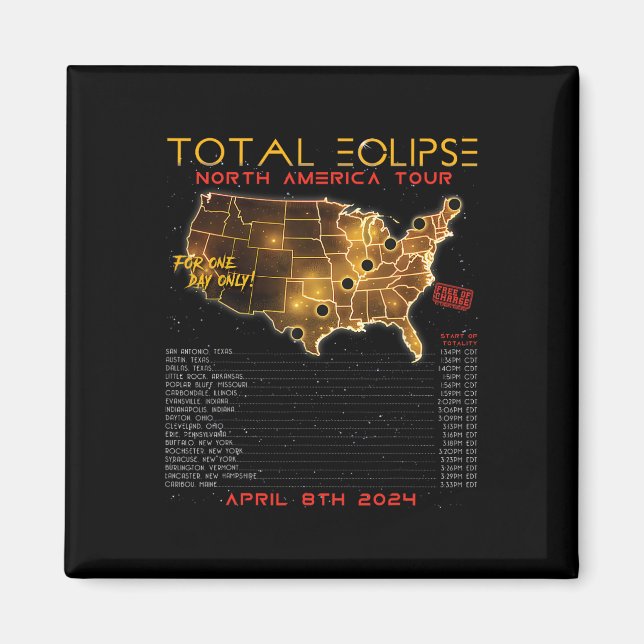 Total Solar Eclipse 2024 North America Tour Magnet (Framsidan)