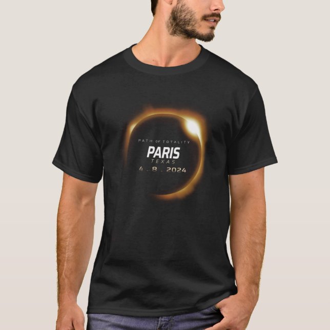 Total Solar Eclipse 2024 Paris Texas 4 april 2024 T Shirt (Framsida)