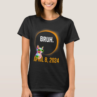Total Solar Eclipse 2024 Roligt Cat Say Bruh Meme T Shirt