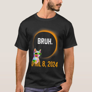Total Solar Eclipse 2024 Roligt Cat Say Bruh Meme T Shirt