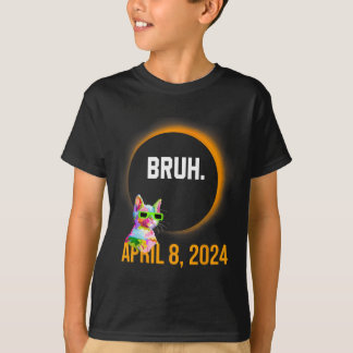 Total Solar Eclipse 2024 Roligt Cat Say Bruh Meme T Shirt