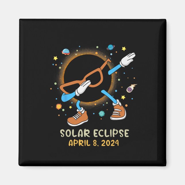 Total Solar Eclipse 2024 Roligt Dabbing För barn T Magnet (Framsidan)