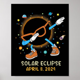 Total Solar Eclipse 2024 Roligt Dabbing För barn T Poster