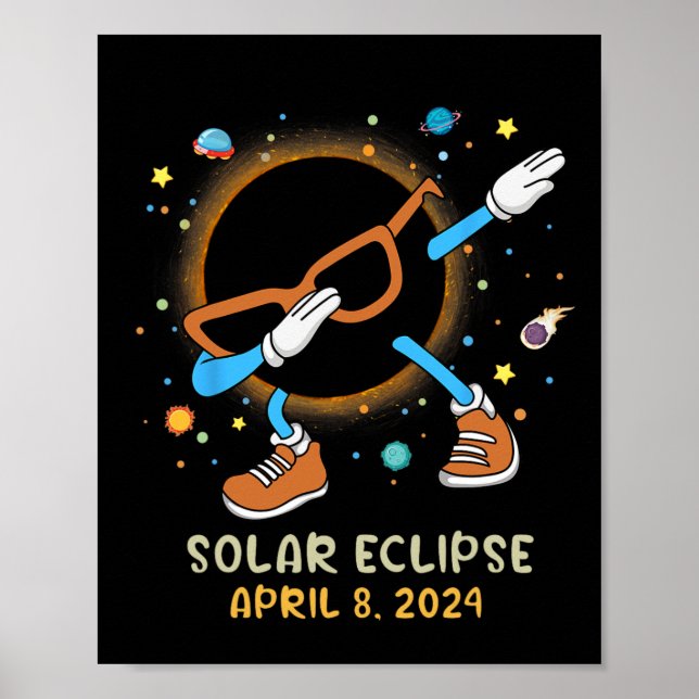 Total Solar Eclipse 2024 Roligt Dabbing För barn T Poster (Framsidan)