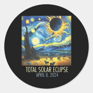 Total Solar Eclipse 2024 Starry Night Painting Van Runt Klistermärke