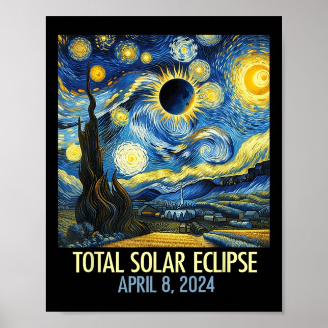 Total Solar Eclipse 2024 Starry Night Totality Van Poster (Framsidan)