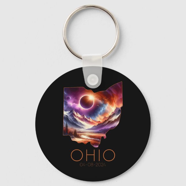 Total Solar Eclipse 2024 State Ohio Totality April Nyckelring (Framsida)