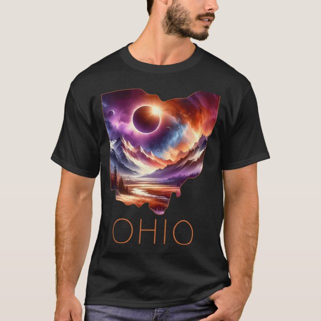 Total Solar Eclipse 2024 State Ohio Totality April T Shirt (Framsida)